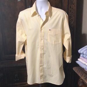 Tommy Hilfiger Yellow and White Casual Button Down Shirt (like new